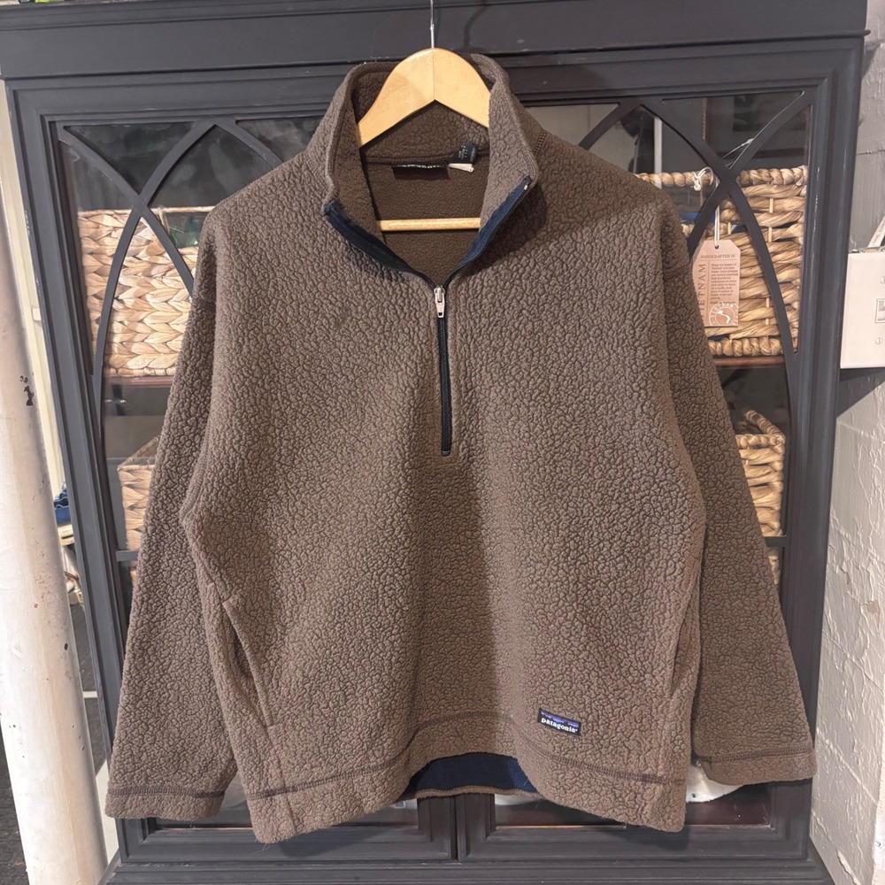 Patagonia Fleece Pullover Mens Small Brown Good Marsupial Quarter Zip Synchilla